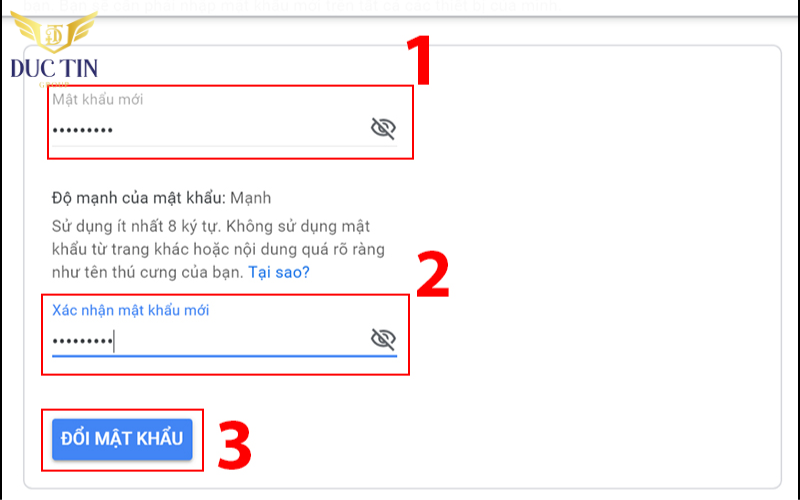 Mật khẩu đặt cho Gmail cần đảm bảo mạnh mẽ để tăng khả năng bảo mật cho Gmail